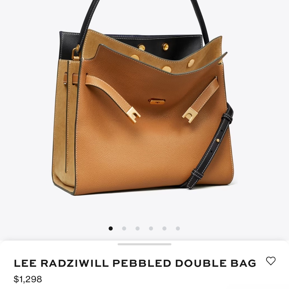 Tory Burch Tan and Black Pebbled Double Bag